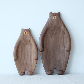 Wood Bear Serving Tray Plate, Keys Coins Dish